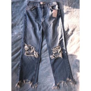 FREE PEOPLE MAGGIE STRAIGHT LEG JEAN LIGHT DENIM